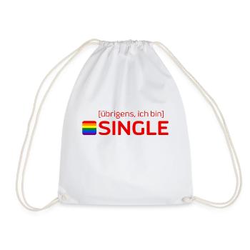[übrigens, ich bin] SINGLE - Turnbeutel - Weiß - Vorne