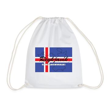 Reykjavik - Hauptstadt mit GPS & Flagge - Turnbeutel - Weiß - Vorne