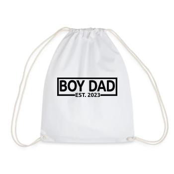 Boy Dad Est. 2023 Baby Shower Pregnancy Reveal - Drawstring Bag - white - Front