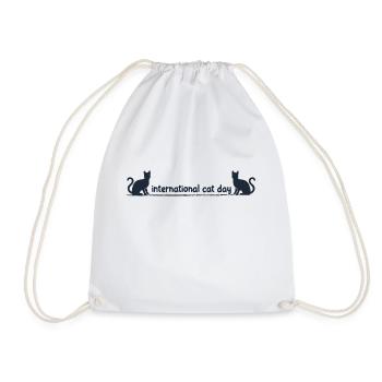 international cat day 16 Drawing board 1 - Drawstring Bag - white - Front