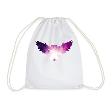 Owl Galaxy Wild Bird Forest Universe - Drawstring Bag - white - Front