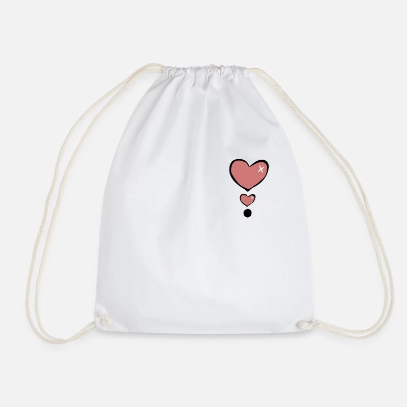 Heart Heart - Drawstring Bag - white