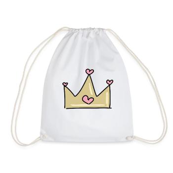 Crown Hearts Heart - Drawstring Bag - white - Front