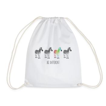 Zebra rainbow be different - Drawstring Bag - white - Front