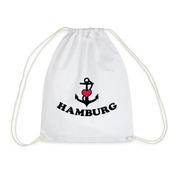 21 Hamburg Anker Herz 2c - Turnbeutel - Weiß - Vorne