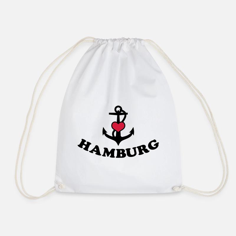 21 Hamburg Anker Herz 2c - Turnbeutel - Weiß