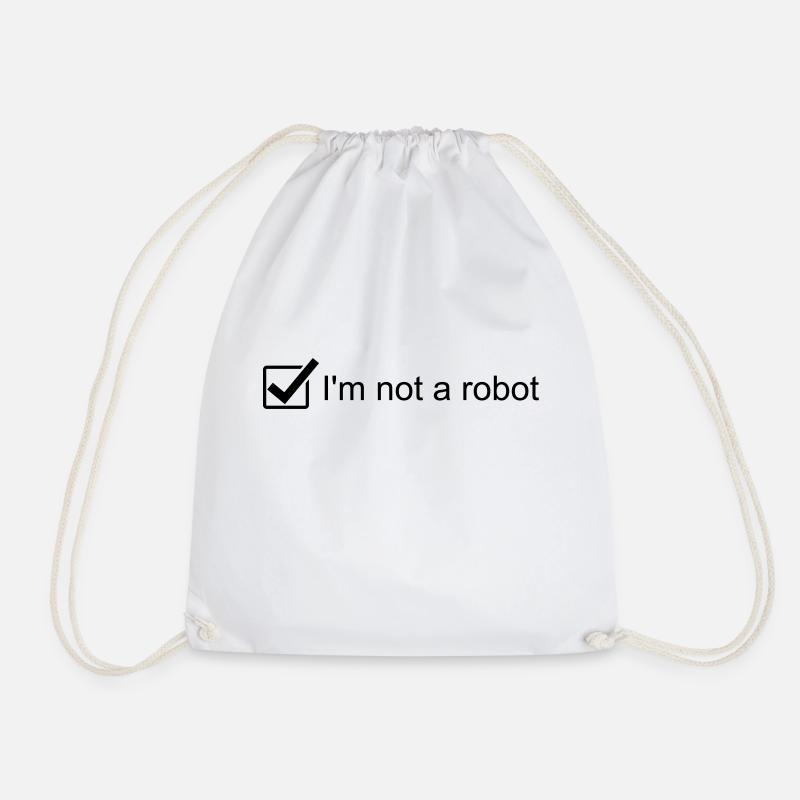 I'm not a robot - Captcha - re-captcha - Homepage - Drawstring Bag - white