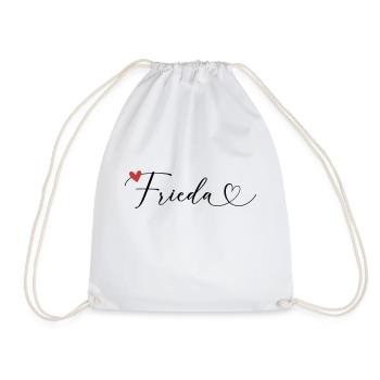 Frieda Nom Prénom Calligraphie coeur - Sac de sport léger - blanc - Devant