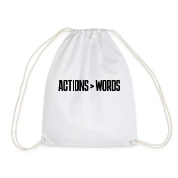 Actions Speak Louder Than Words - Motivation Gift - Drawstring Bag - white - Front