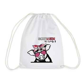Schwein gehabt sunglasses Tier Tierwelt lustig pig - Turnbeutel - Weiß - Vorne
