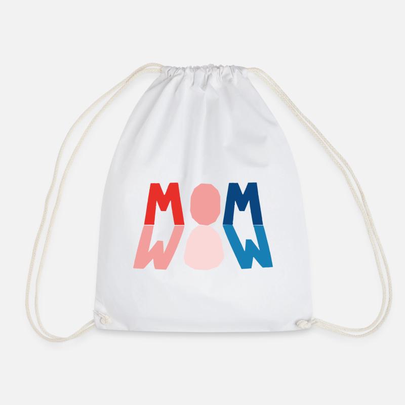 MOM=WOW - Drawstring Bag - white