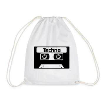Techno - tape - logo - symbol - techno music - Drawstring Bag - white - Front