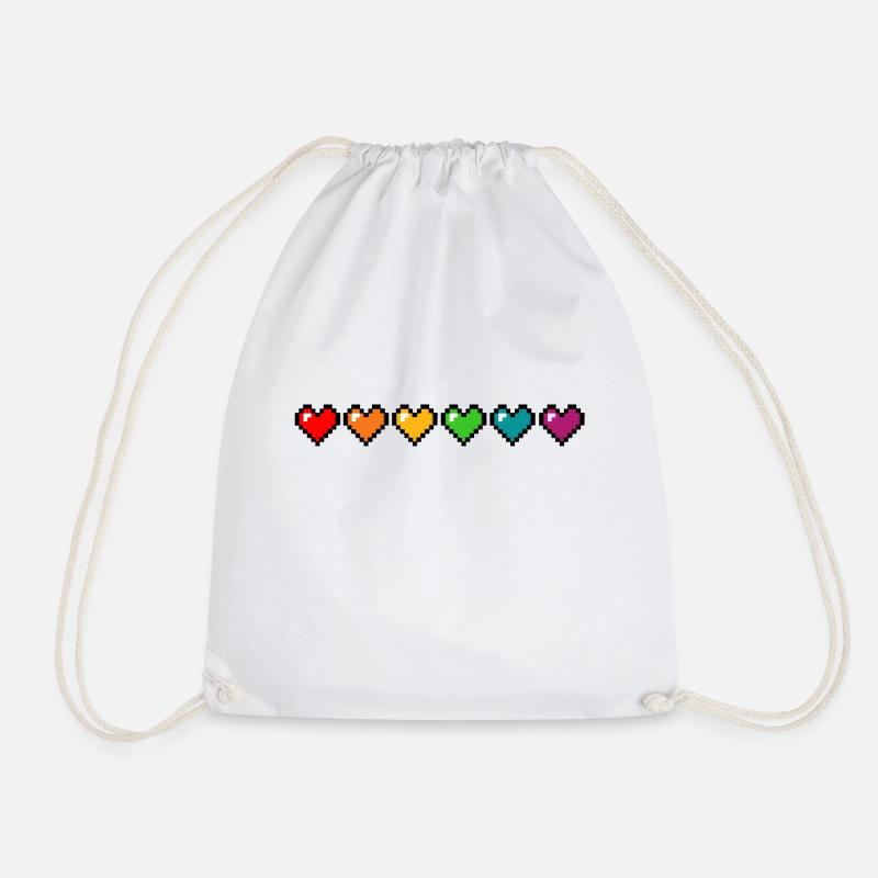 Pride Pixel Hearts - Turnbeutel - Weiß