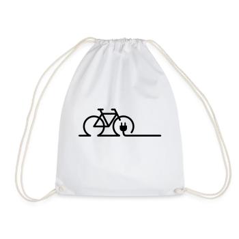 E charging point symbol. Battery charger for charging. - Drawstring Bag - white - Front