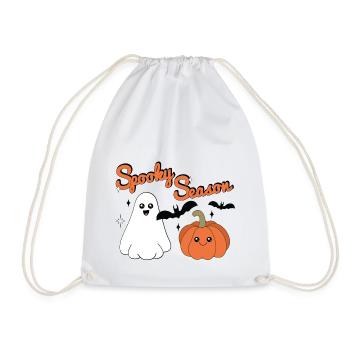 Spooky Season | Cute Halloween Shirt Pumpkin Ghost - Drawstring Bag - white - Front