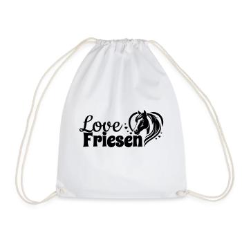 Friesen Love Herz Pferdekopf - Turnbeutel - Weiß - Vorne