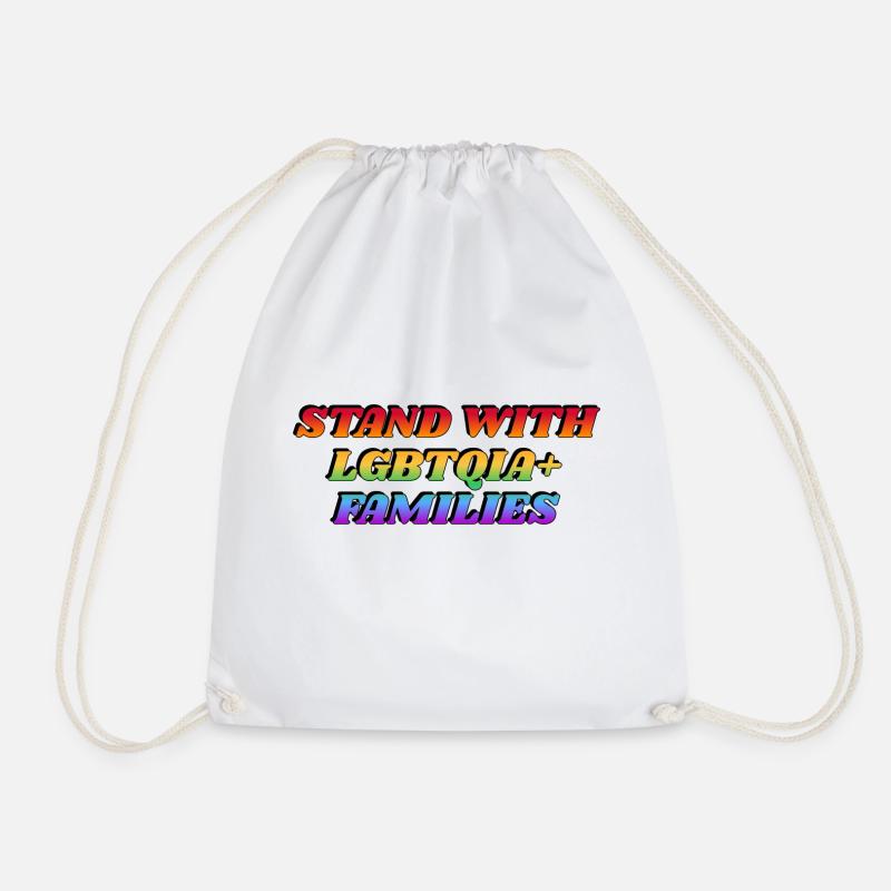 Stand with LGBTQIA Families - Drawstring Bag - white