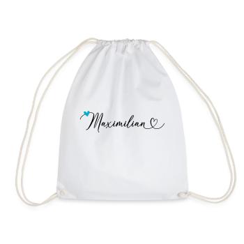 Maximilian Last name First name Calligraphy heart - Drawstring Bag - white - Front