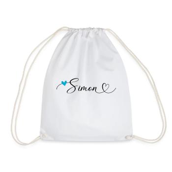Simon Nom Prénom Calligraphie coeur - Sac de sport léger - blanc - Devant