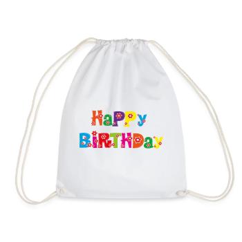 Happy Birthday Geburtstag Geschenk Ehrentag - Turnbeutel - Weiß - Vorne