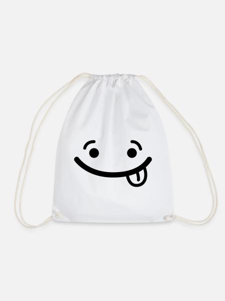 Smile Face Tongue Funny Funny Grimace - Drawstring Bag - white