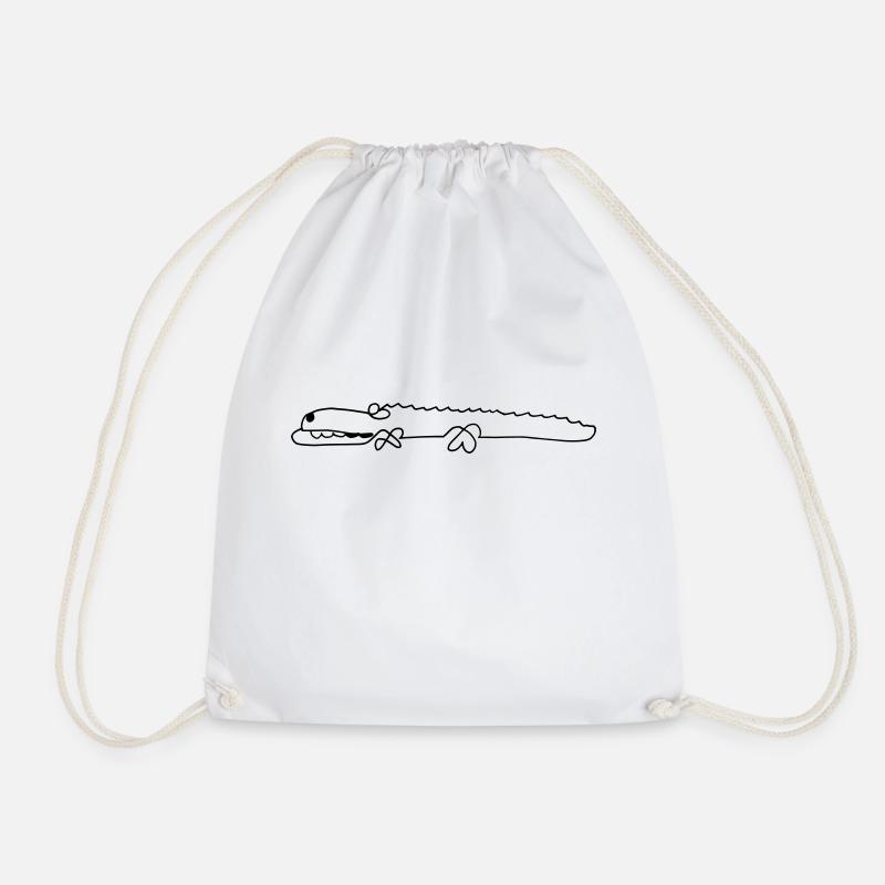 Crocodile - Drawstring Bag - white