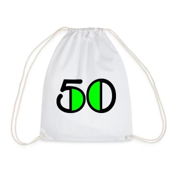 50 YEARS. 50th ANNIVERSARY. BIRTHDAY 50 YEARS. 50 - Drawstring Bag - white - Front