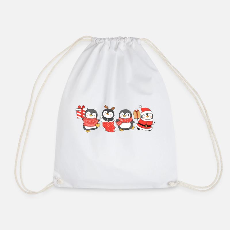 Funny pinguin Christmas. Xmas pinguin - Drawstring Bag - white