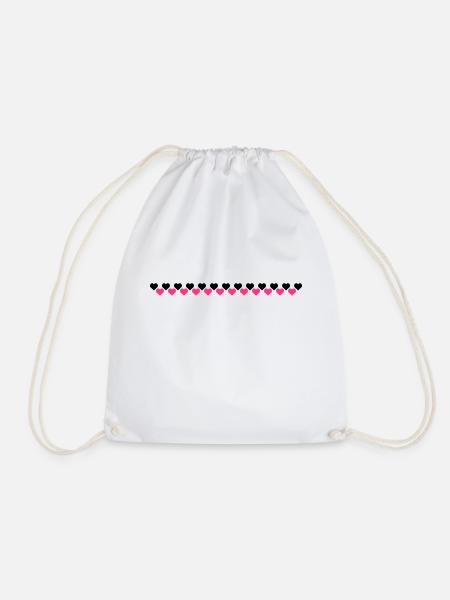 Heart over heart - Drawstring Bag - white