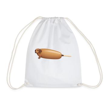 Hot Dog Dackel - Lustiges Hunde Design - Turnbeutel - Weiß - Vorne