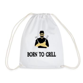 BBQ grilling - Drawstring Bag - white - Front