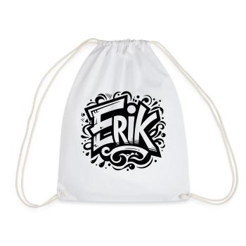 Erik Surname First Name Graffiti - Drawstring Bag - white - Front