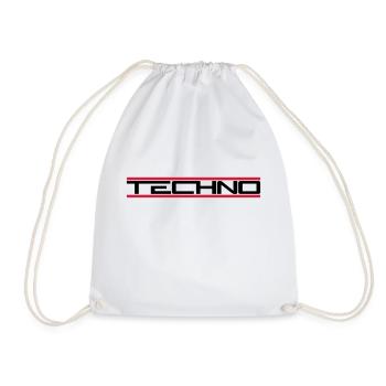 Techno red bars - Drawstring Bag - white - Front