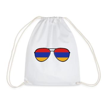 Armenia Armenien Sonnenbrille Armenian Flagge Flag - Turnbeutel - Weiß - Vorne