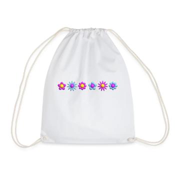 Flowers Blossoms in Row 3D - Drawstring Bag - white - Front