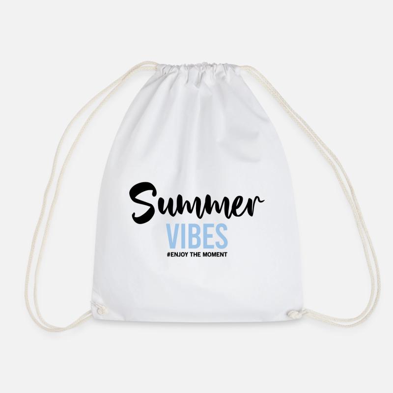 Summer Vibes #enjoy the moment - Drawstring Bag - white