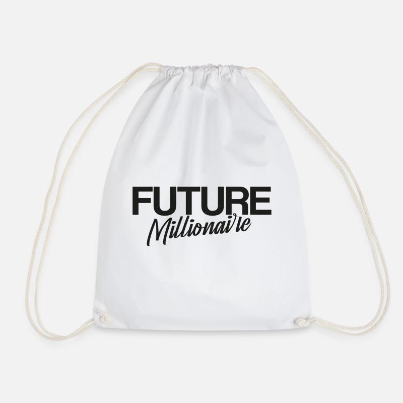 Future millionair, dark print - Drawstring Bag - white