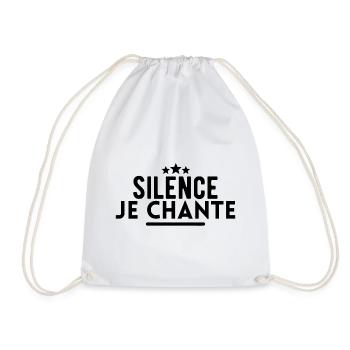 Silence je chante. Cadeau humour chant - Sac de sport léger - blanc - Devant