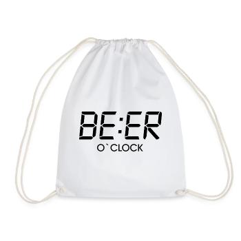 Beer o clock Funny Beer Saying Gift - Drawstring Bag - white - Front
