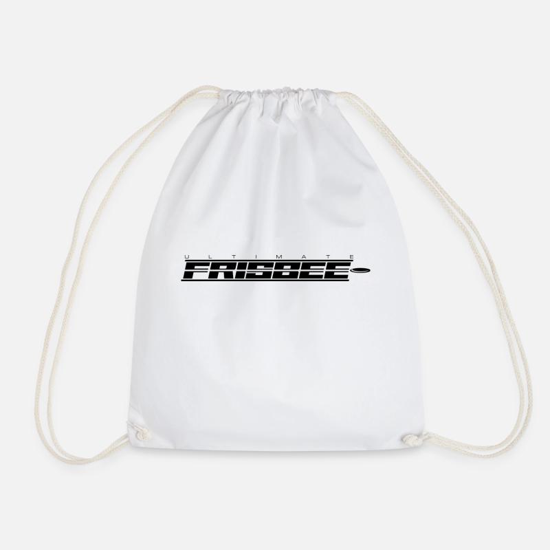 Ultimate Frisbee lettering in black - Drawstring Bag - white