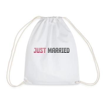 Just Married Text Logo Design - Drawstring Bag - white - Front