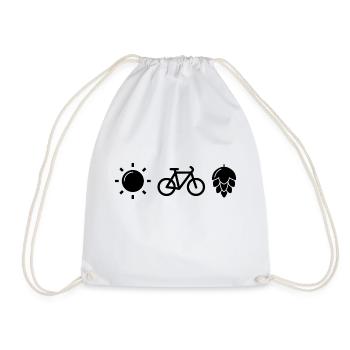 Sonne, Fahrrad, Bier / Hopfen - Turnbeutel - Weiß - Vorne