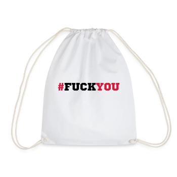 Hashtag text pattern symbol fuck you off logo desi - Drawstring Bag - white - Front