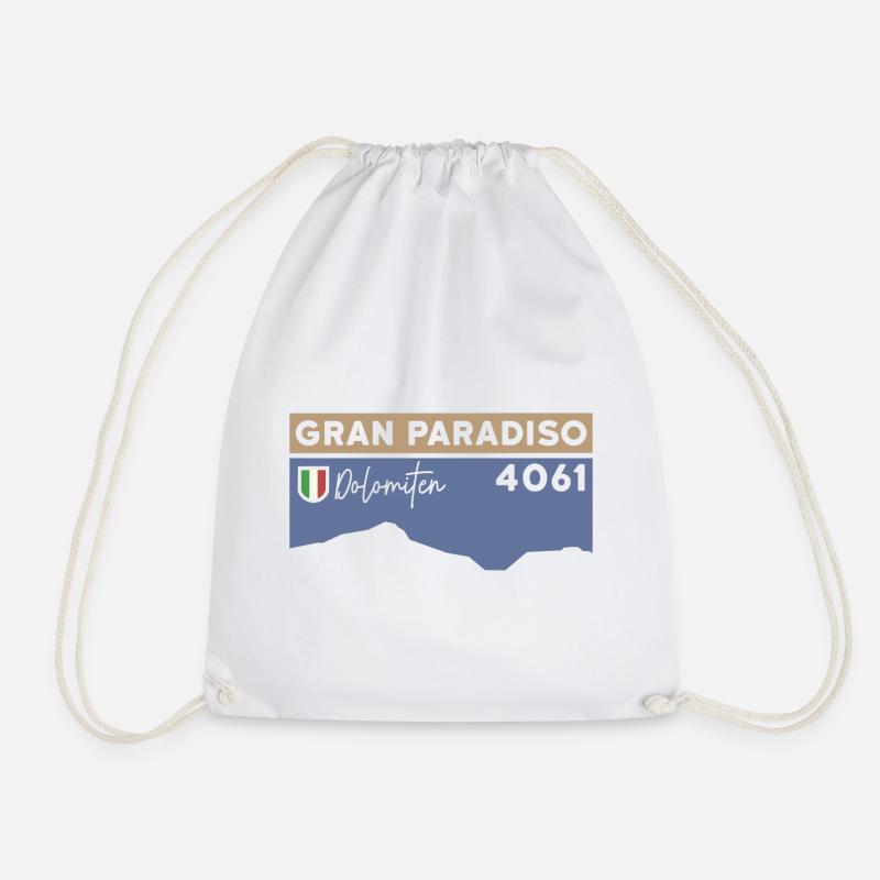 Gran Paradiso Ski Tour High Tour Climb Guide - Drawstring Bag - white