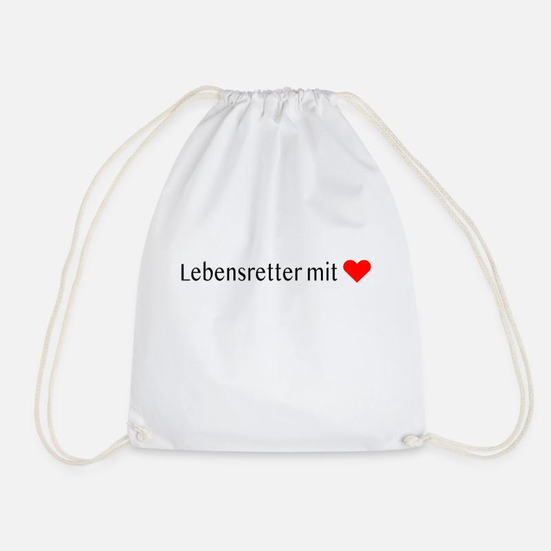 Lebensretter mit ❤️ - Turnbeutel - Weiß