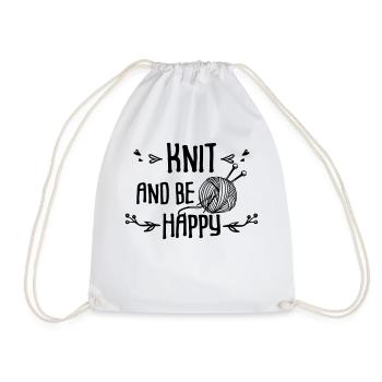 Knit and be happy - Turnbeutel - Weiß - Vorne