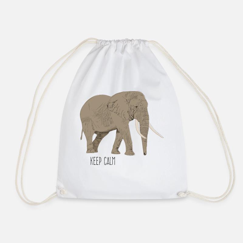 Elephant keep calm - Drawstring Bag - white