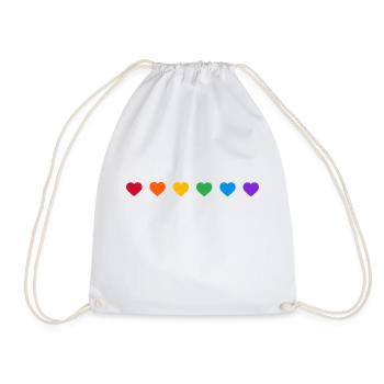 Rainbow Hearts LGBTQ Pride - Drawstring Bag - white - Front