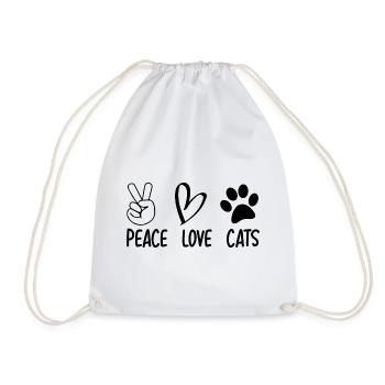 Peace Love Cats - Turnbeutel - Weiß - Vorne