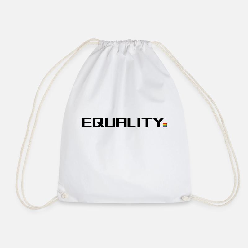 Equality Point Rainbow White Shirt - Drawstring Bag - white